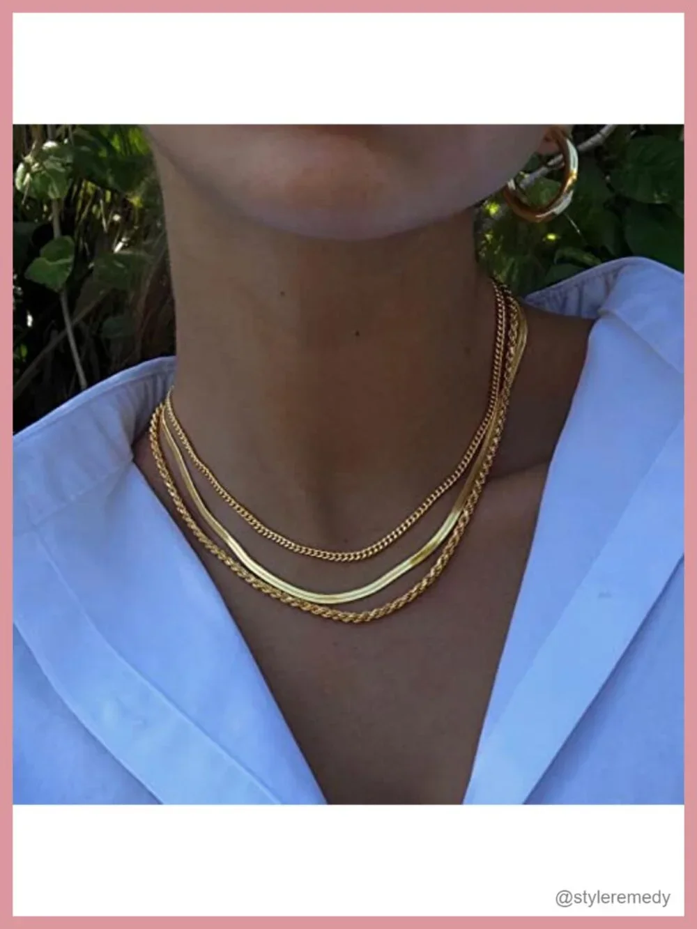 14K Gold Plated Herringbone Snake Choker Necklace Set Non Tarnish - Picture 3 of 6